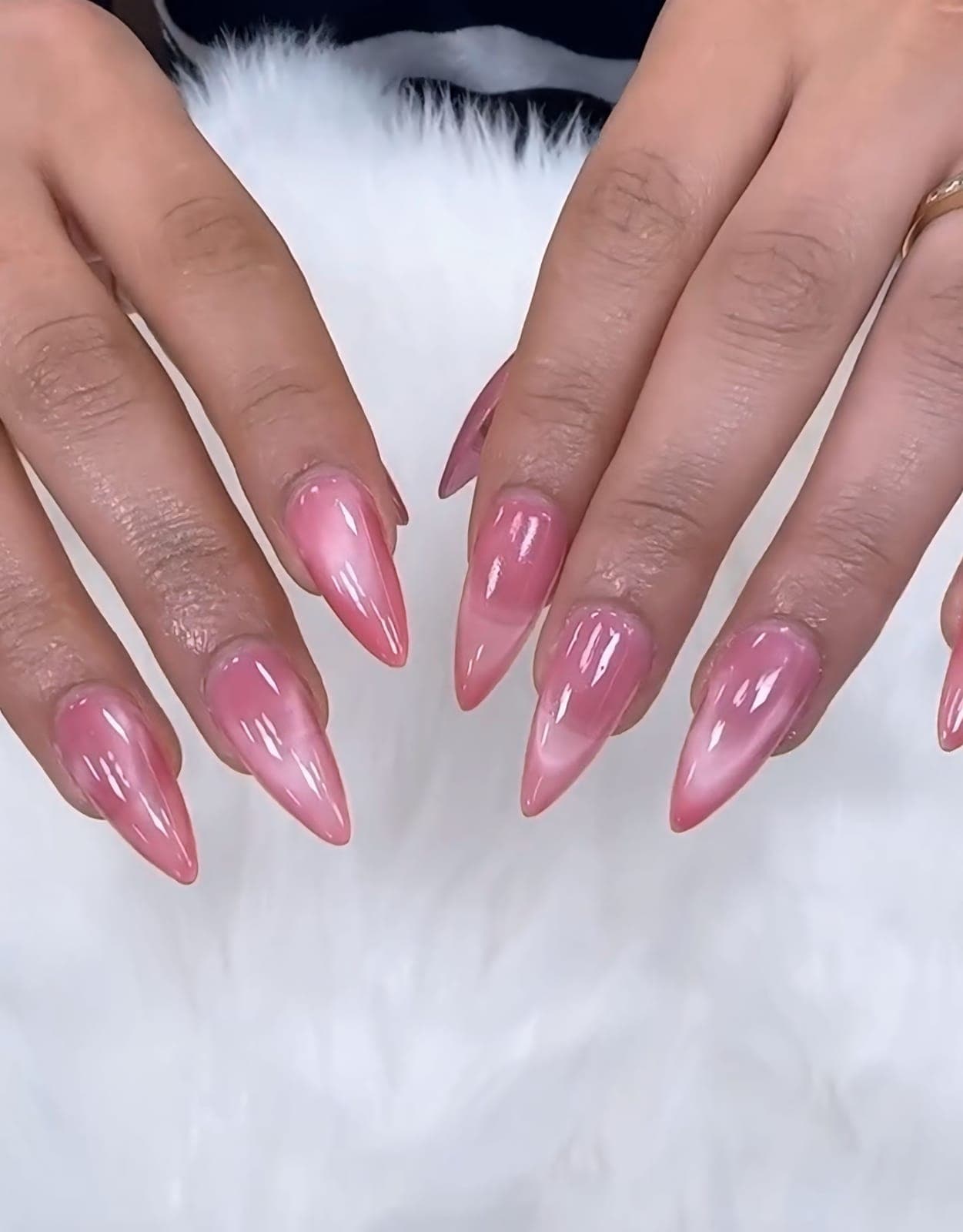 Sheer pink almond nails